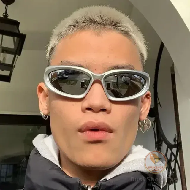 Óculos De Sol Y2k Hype Cyberpunk Oval Trap Futurista