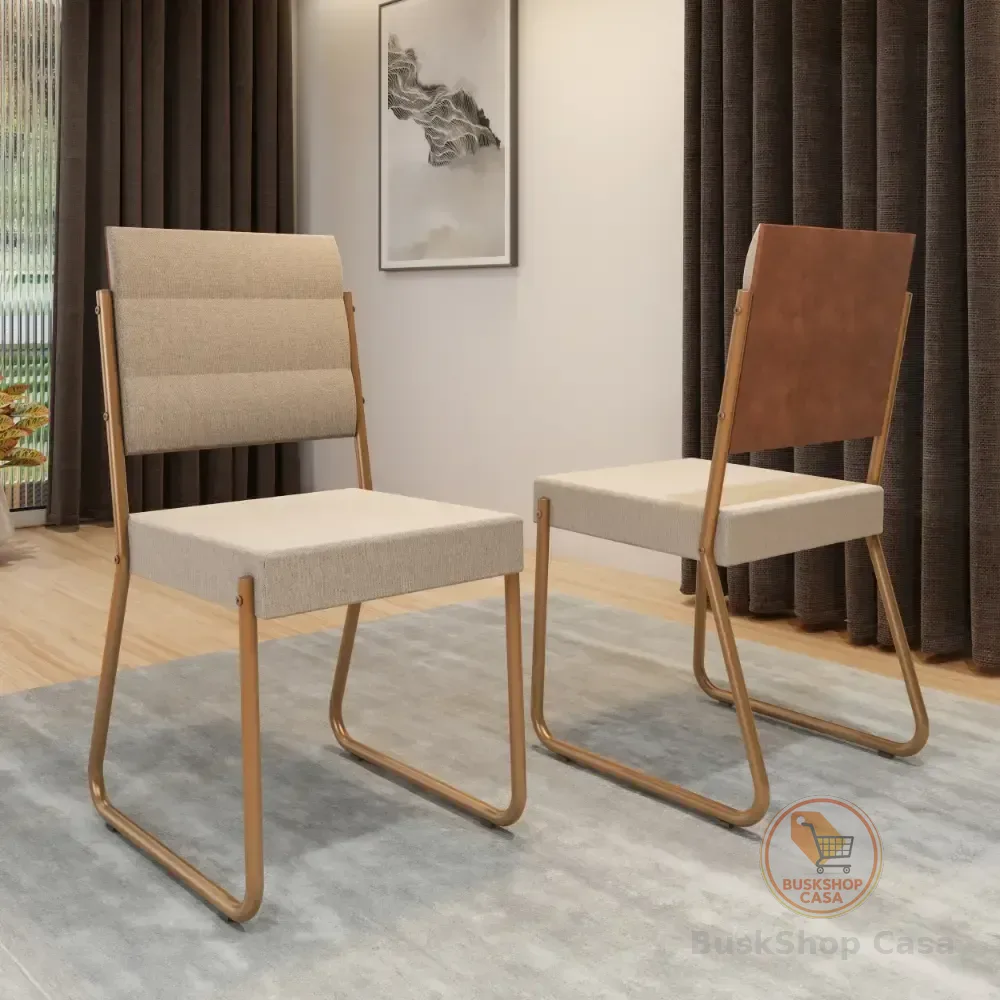 Conjunto 2 Cadeiras De Jantar 1736 Carraro Caramelo Rose Bege