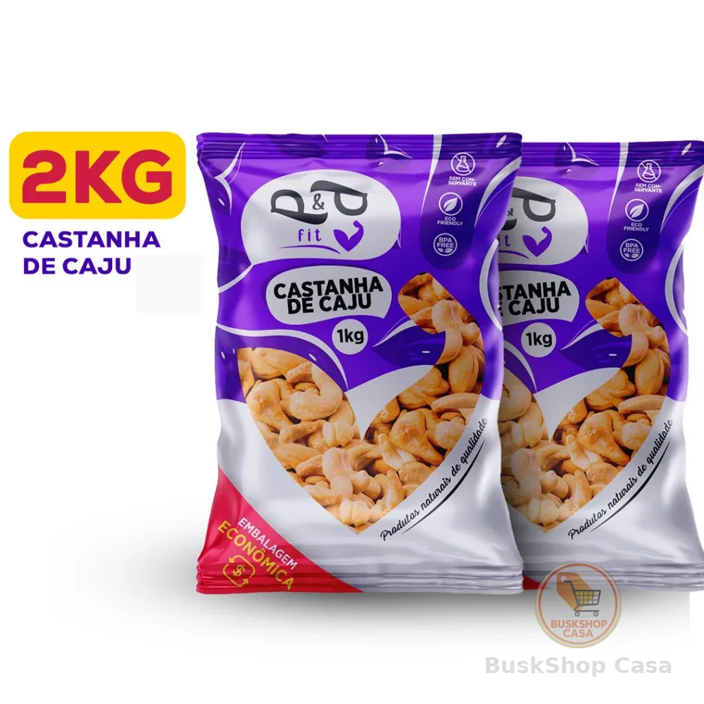 Castanha de Caju Torrada Com ou sem Sal 2Kg Quebrada - P&P FIT