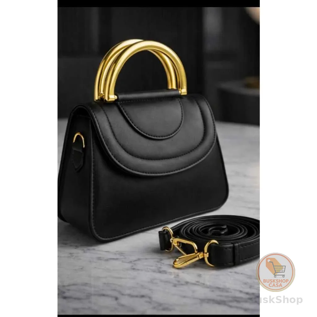 Bolsa Feminina Transversal De Lado Ajustavel Alça De Mão Dourada Elegante Estilosa