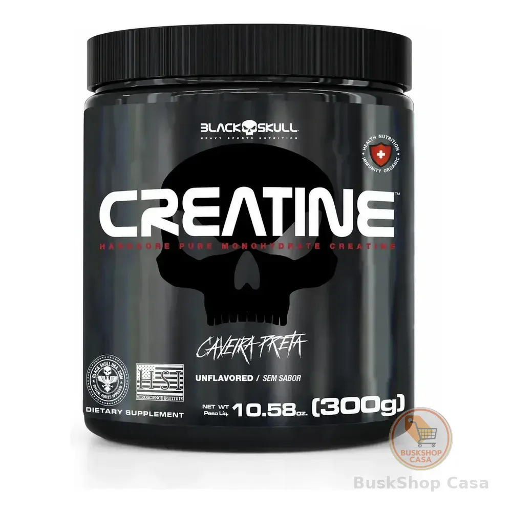 Creatina Monohidratada Black Skull 300g Sem Sabor