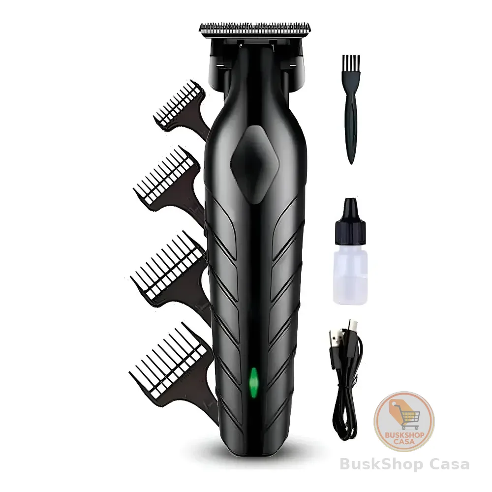 Máquina De Corte Acabamento Sem Fio Aparador Cabelo Barba Profissional Preta Preto 127/220v