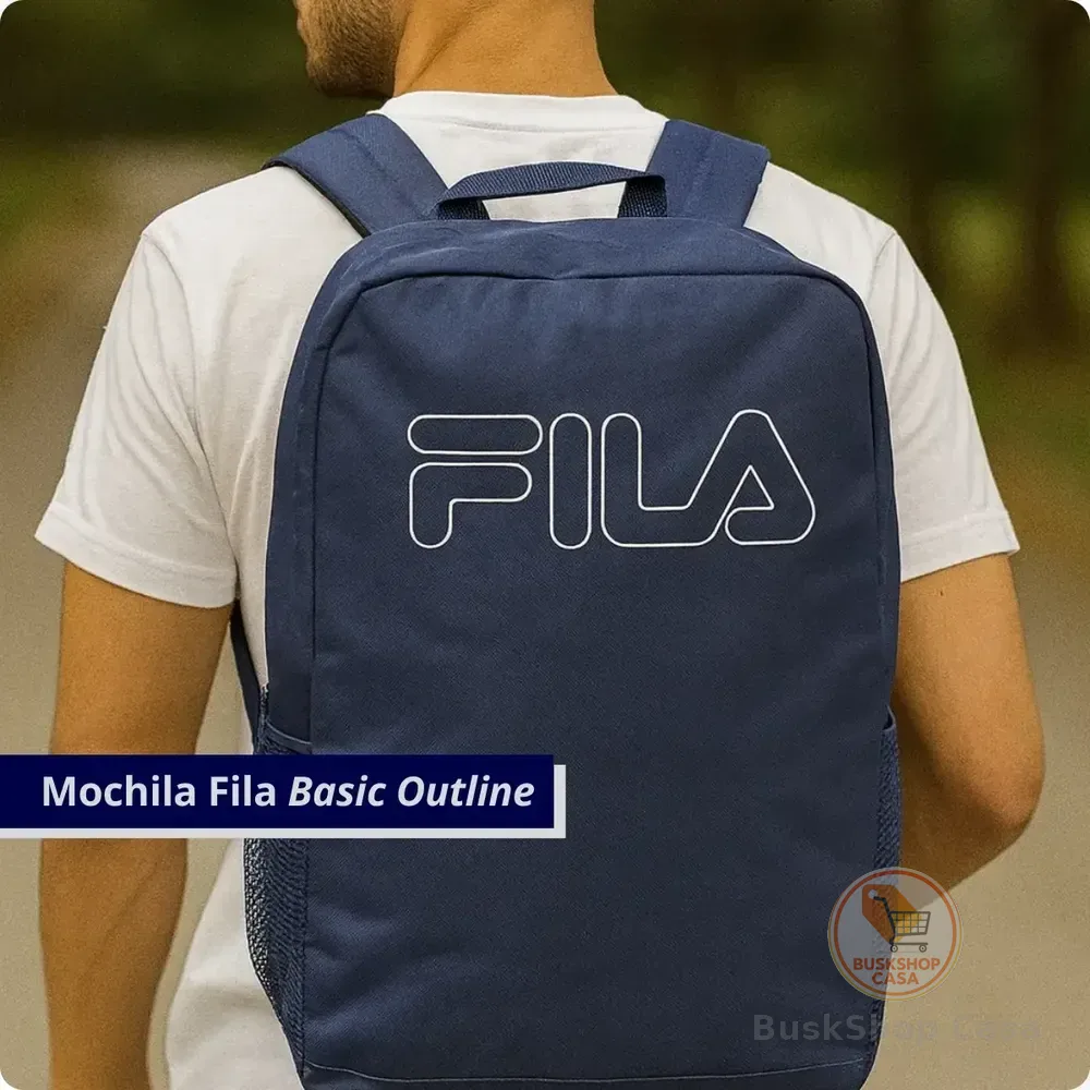 Mochila Unisex Fila Basic Outline Marinho P/ Notebook Azul-marinho Liso