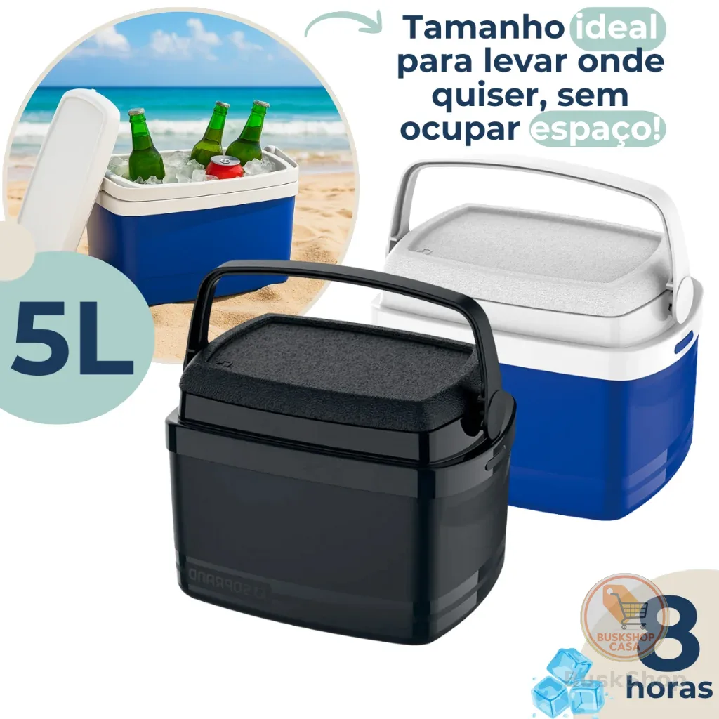 Caixa Térmica Cooler Pequeno 5 Litros com Alça Soprano