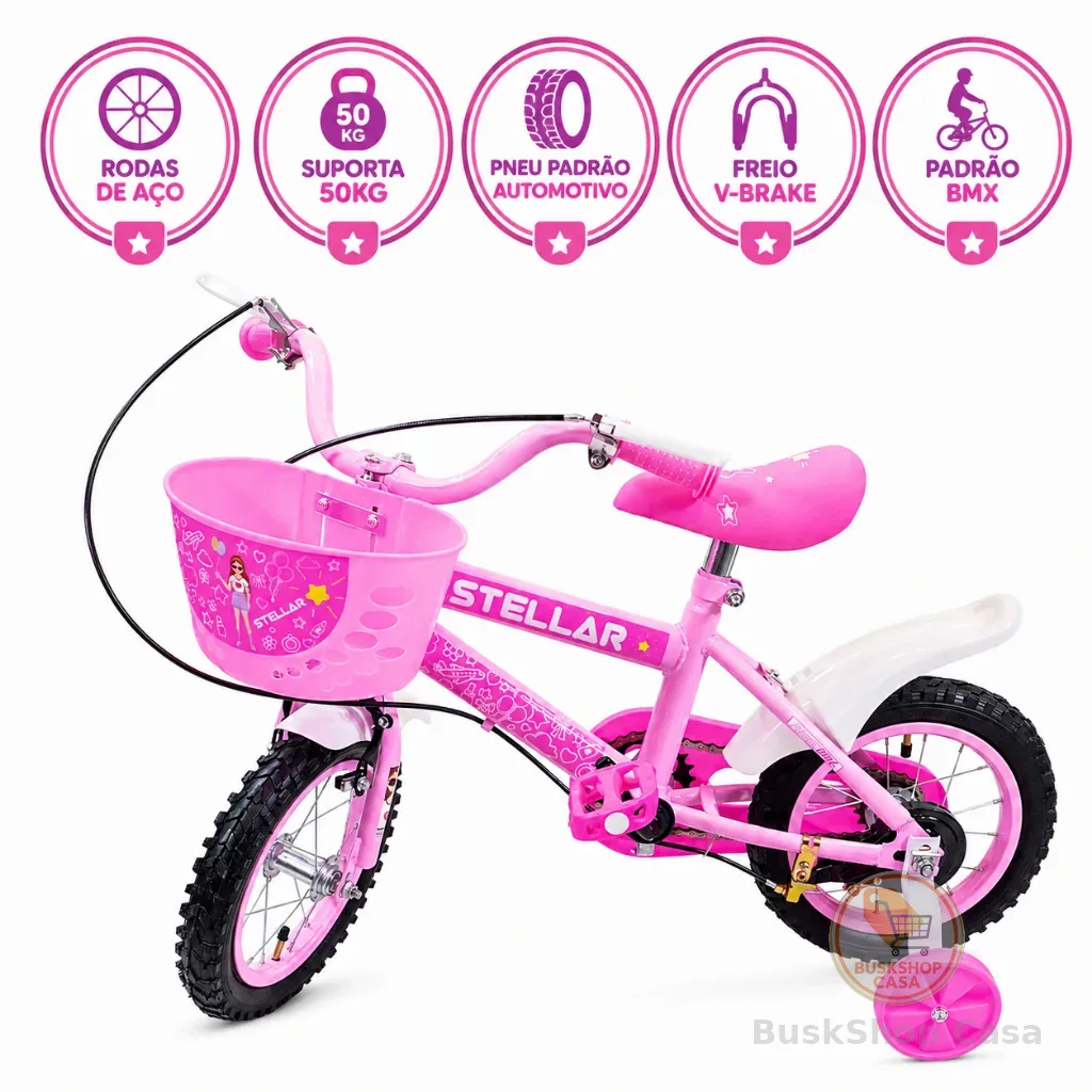Bicicleta Infantil Aro 12 - Roda Aço Alta Durabilidade Freio VBrake Guidão Regulagem -Vários modelos