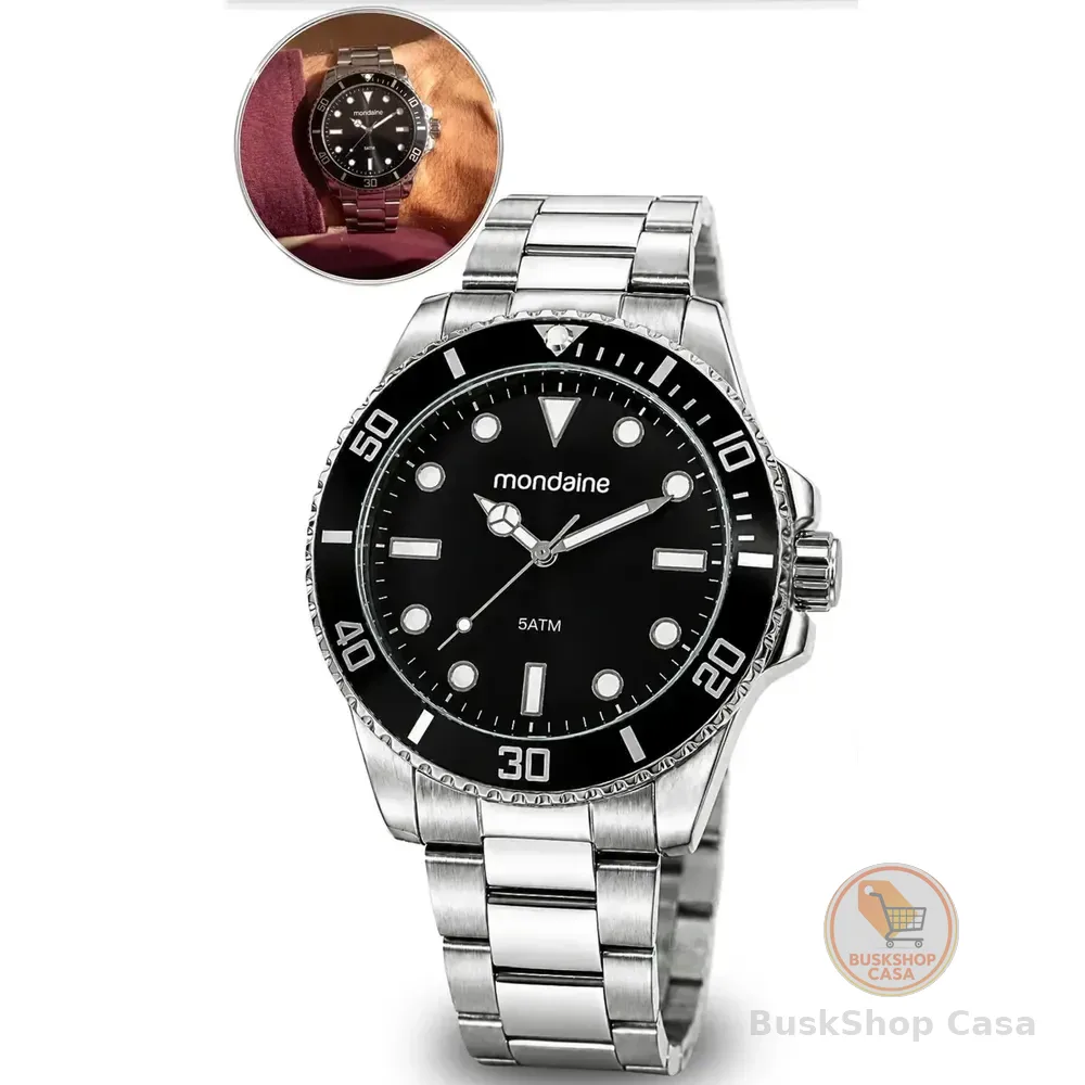 Relógio Prata Masculino Mondiane 32549g0mvne1 Cor Da Correia Prateado Cor Do Fundo Preto