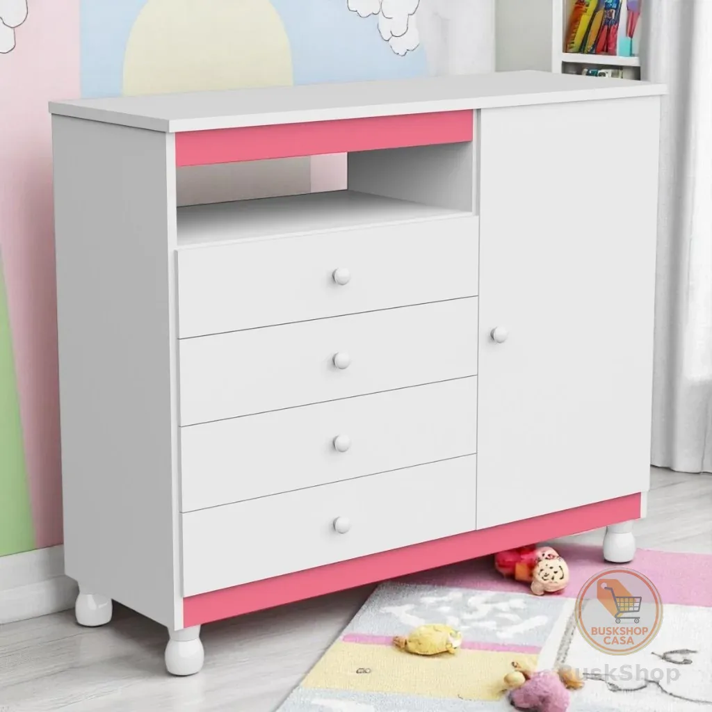 Cômoda Organizadora De Roupas Gavetas Gaveteiro Quarto Bebe Baby Multiuso Organizador Regulagem Pés
