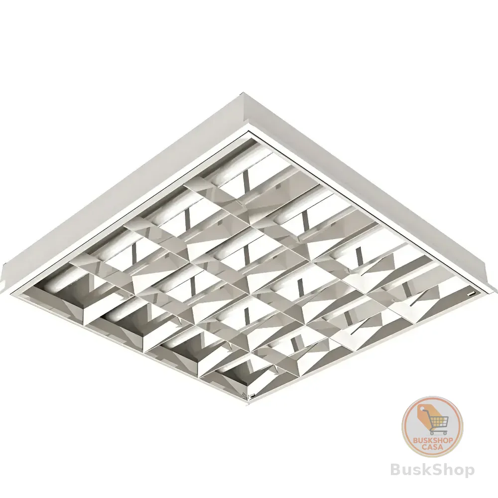 Luminaria Calha Comercial Ecp Embutir 62x62 Aletada Quadrado 110v/220v (bivolt) Branco