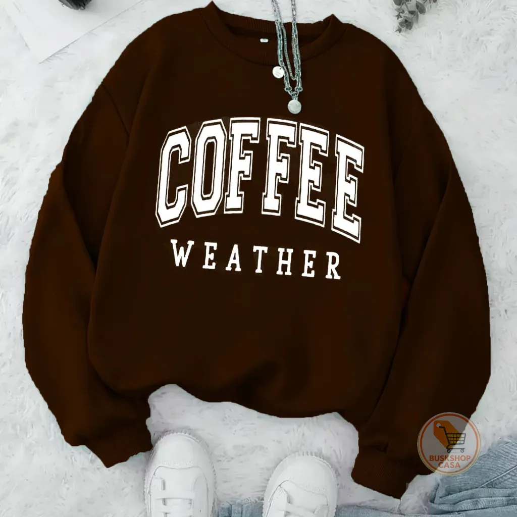 Moletom Careca Coffee Weather Gola Redonda Casaco Masculino Feminino Flanelado Inverno Blusa De Frio