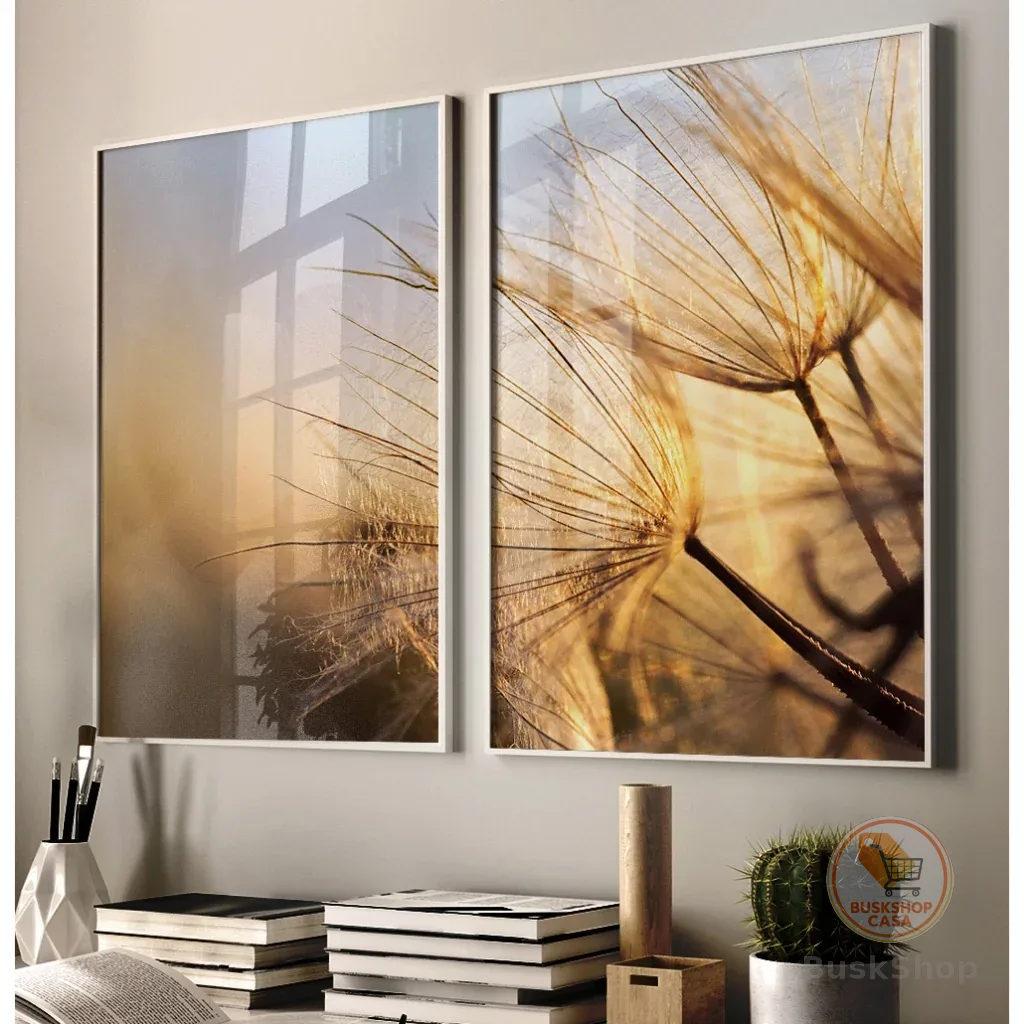 Quadro Paisagem Com Moldura E Vidro Quadro Natureza Sala Quarto Casal Quadro Dente de Leão Floral