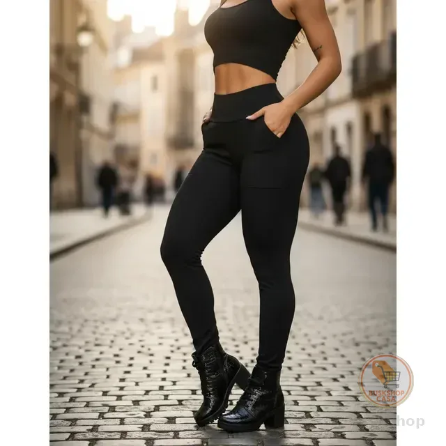 Calça Montaria Forrada Flanelada Com Bolso Feminina Grossa