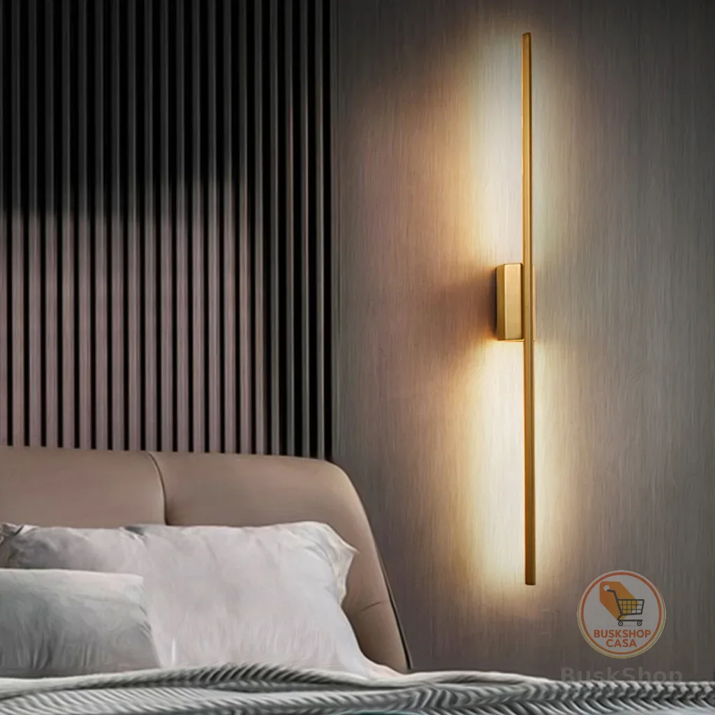 Arandela Luminária LED Linear 1m Dourada 10W 3000K Bivolt Parede Moderna Não Recarregável