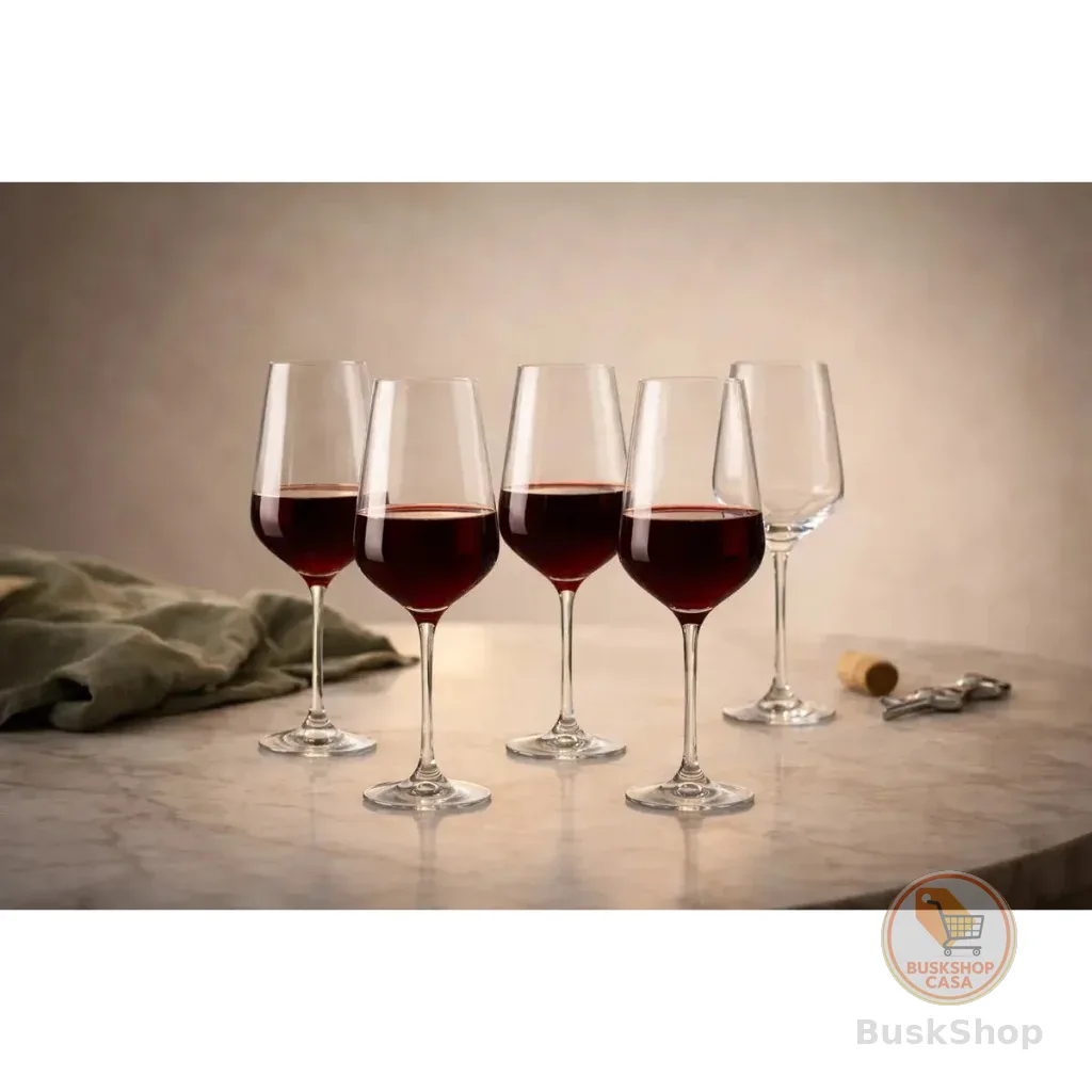 Jogo 6 Taças Vinho Cristal 490ml Luxo Refinada Vidro Cristalino Drink Água Coquetel Diamante Resistente Xtra