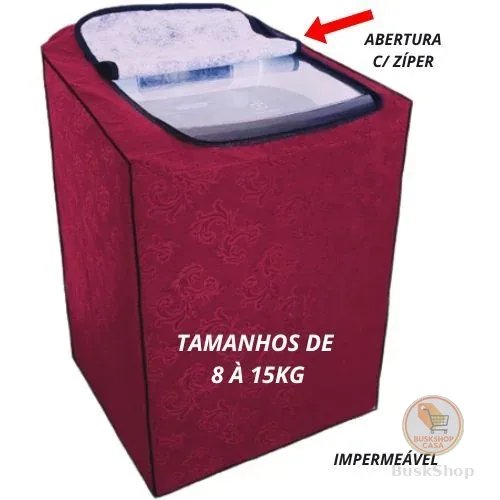 Capa para Máquina de Lavar em Corino Impermeável com Zíper 8kg até 15kg| Protetor Lavadora Premium Elegante e Resistente