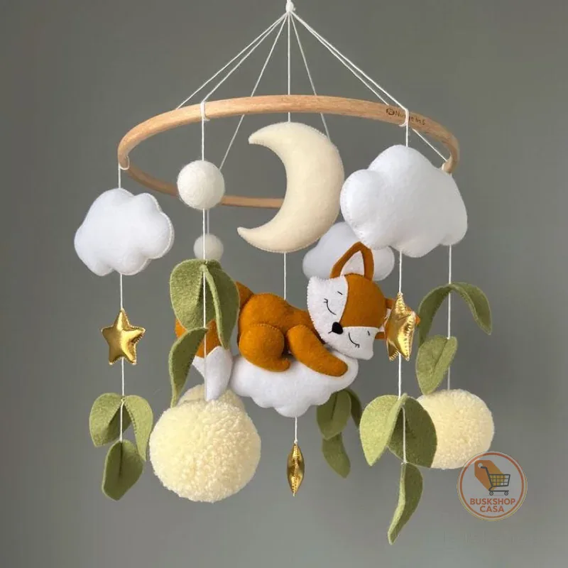 Móbile de berço doces sonhos meninos meninas raposa lua nuvem estrelas