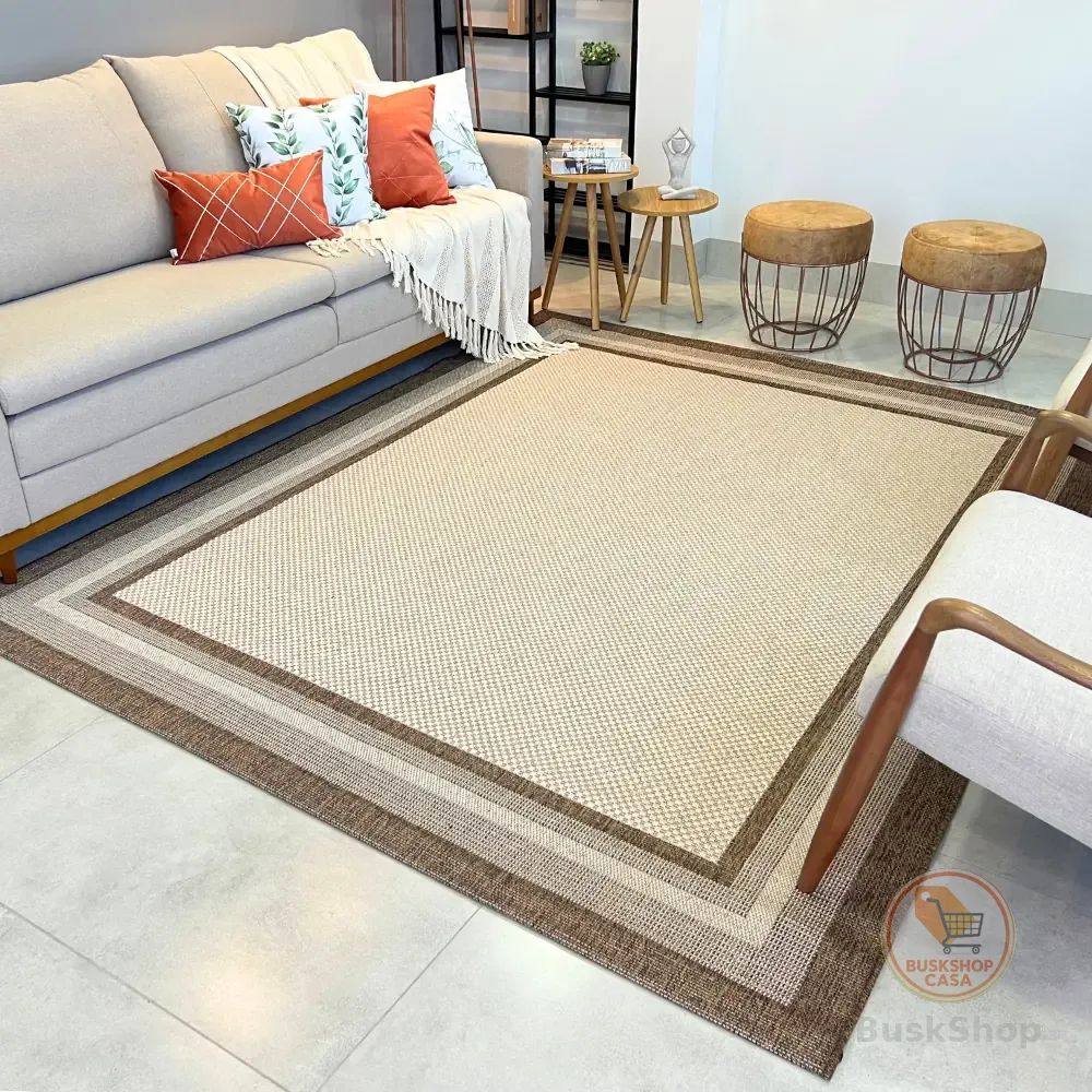 Tapete Moldura Eco Nature Decorativo Antiderrapante Luxo Sala e Quarto Chumbo Marrom Bege