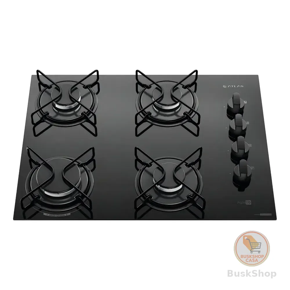 Cooktop 4 Bocas Atlas Agile Up Mesa Vidro Mega