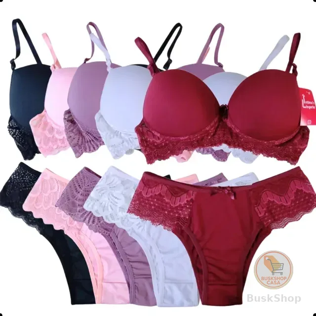 Langerie Femininas Lingerie Atacado Kit C/ 5 Conjuntos