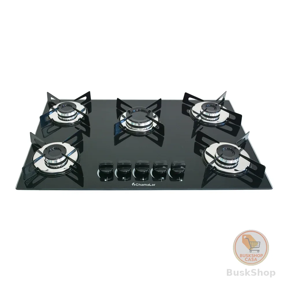 Fogão Cooktop Premium Gás 5 Bocas Ultra Chama 127v/220v Preto