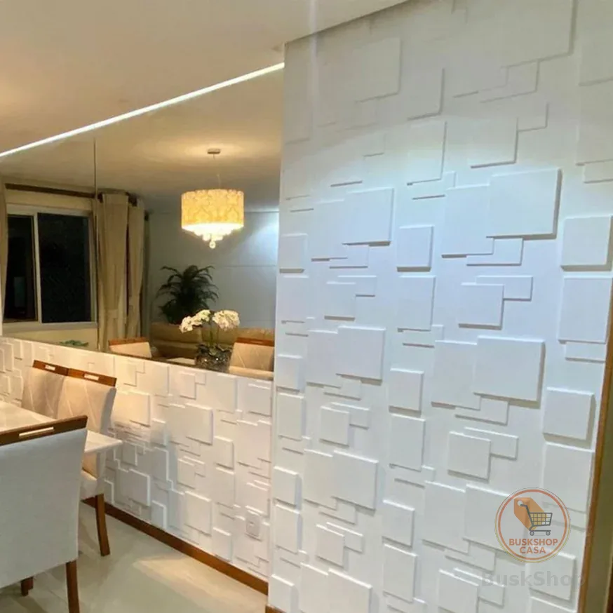 KIT 10 PLACAS 3D SIMULA PVC 50X50CM PARA QUARTO SALA COZINHA