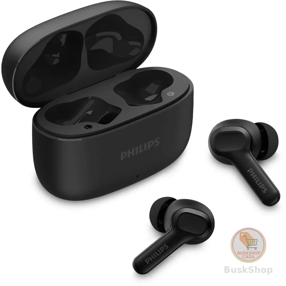 PHILIPS, Fone de Ouvido Sem Fio TWS, TAT1109BK/00, Bluetooth, Com Microfone, Até 24 horas de bateria, Preto