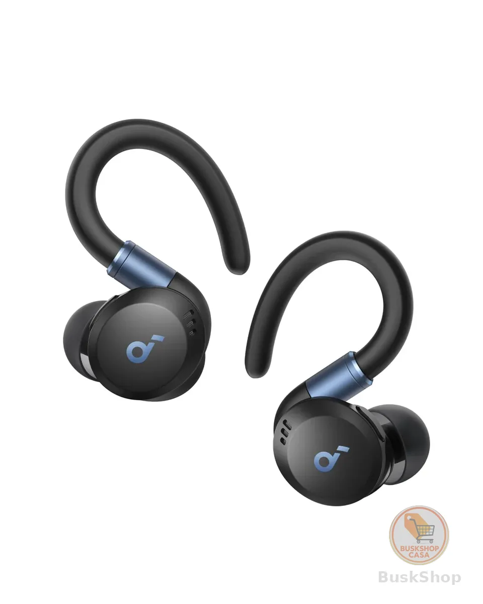 soundcore Sport X20 da Anker, Fone de Ouvido Bluetooth 5.3 Sem Fio, Fone esportivo, ANC Adaptativo, Ganchos Ajustáveis, Graves Intensos, À Prova de Suor e Poeira, IP68, 48H de Reprodução, TWS, Preto