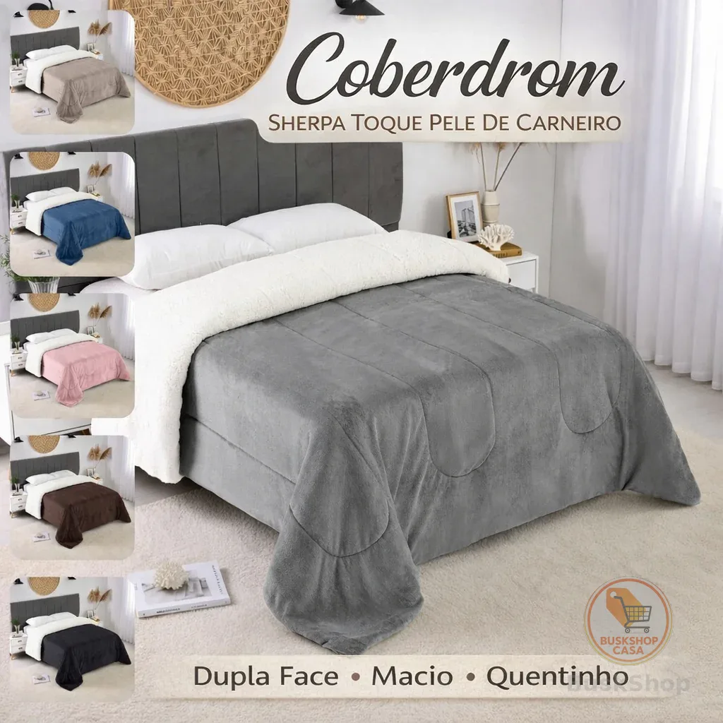 Coberdrom Casal Queen Cobertor Fofinho Com Sherpa Lã De Caneiro 2,40x2,20