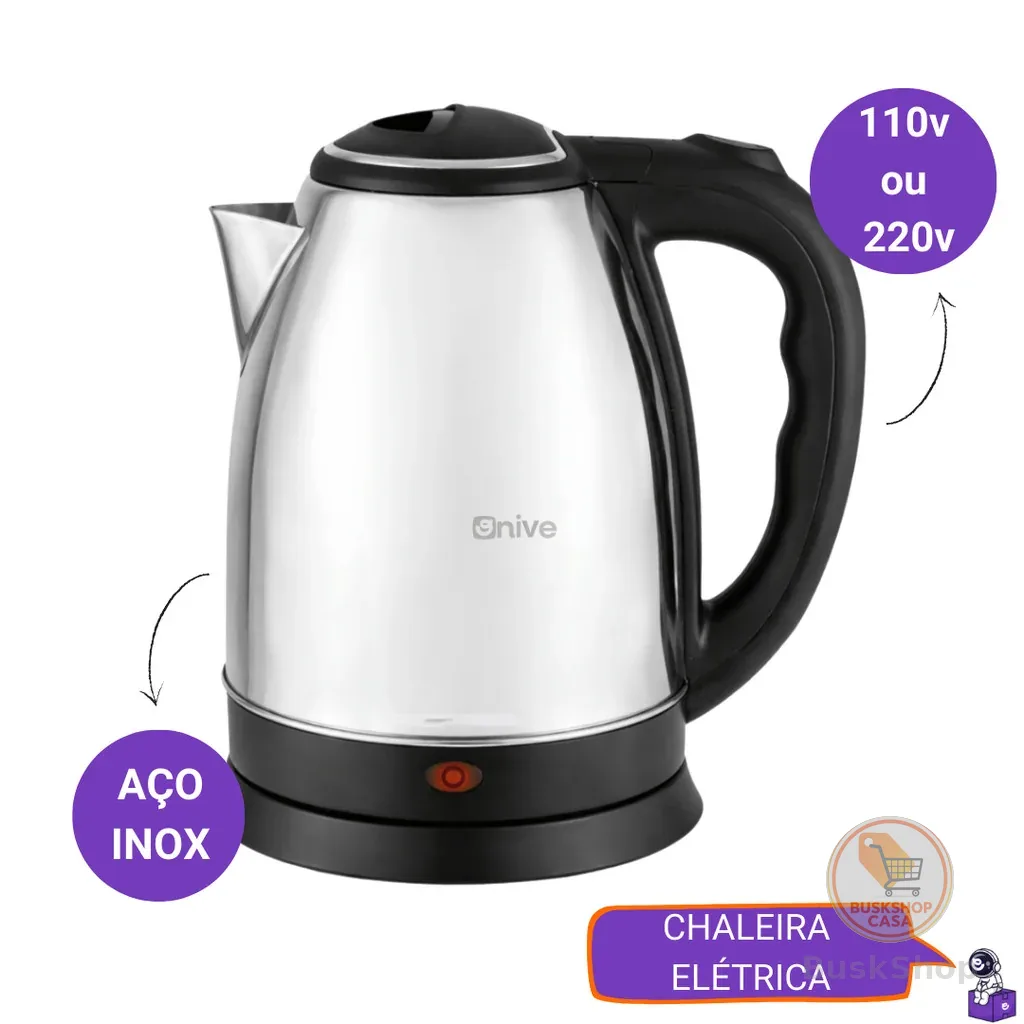 Chaleira Elétrica Inox 1.8 Litros Desligamento Automático Aquecimento Rápido