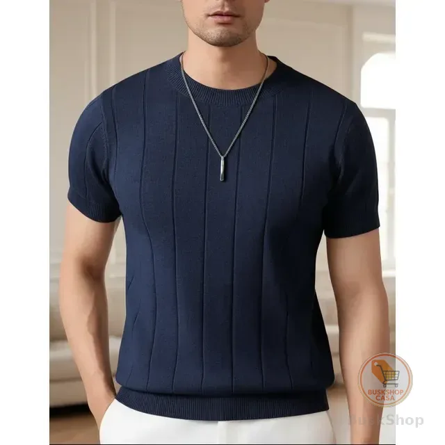 Blusa Manga Curta Canelada Tricot (5 cores)