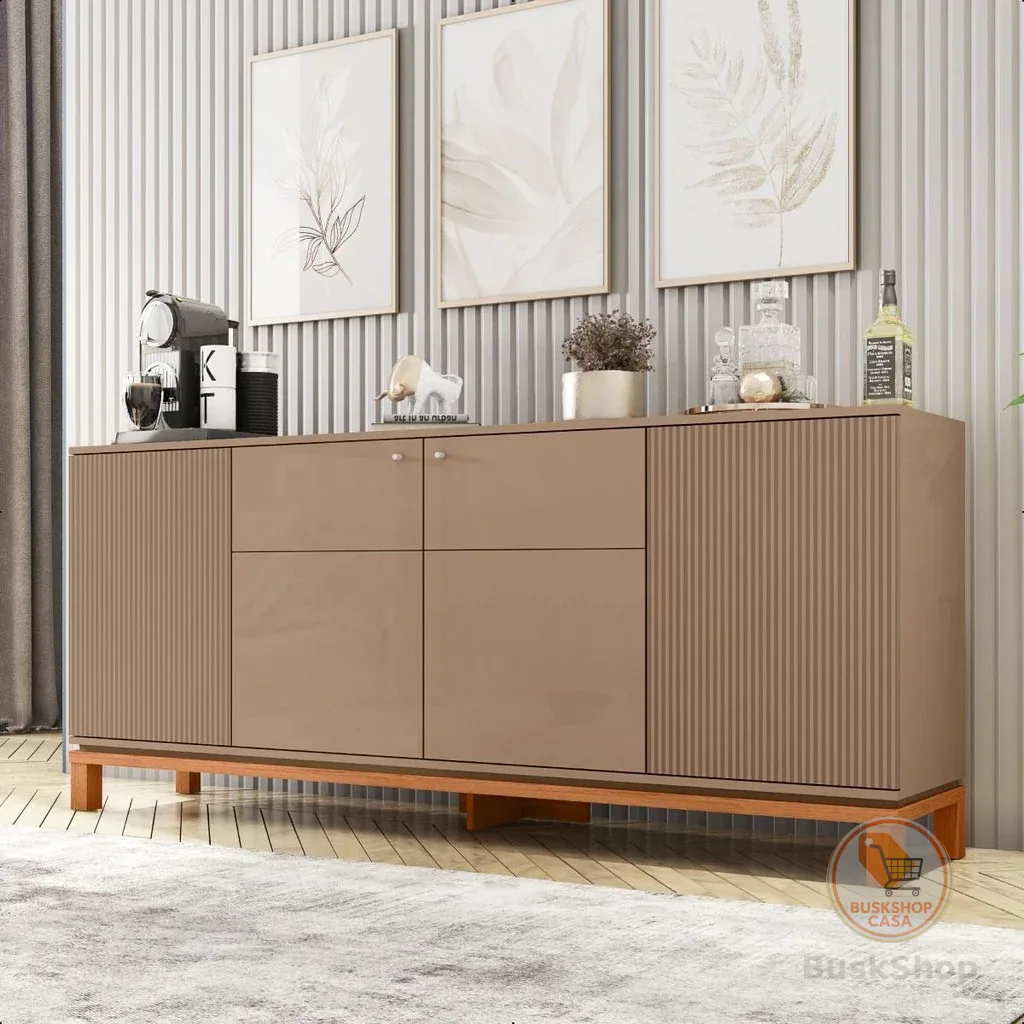 🛍️ Buffet Aparador 4 Portas Balcão Cinza Jace Caemmun