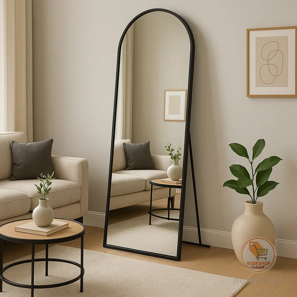 🛍️ Espelho Corpo Inteiro 40cm x 110cm Grande De Chão Portal Moldura Couro Decoração Sala Loja Closet