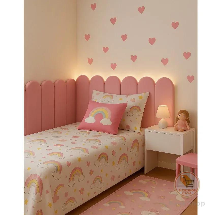 Kit Com Até 15 Cabeceira de Cama Modelo Nuvem  Autocolante de Parede em Módulos Estofados