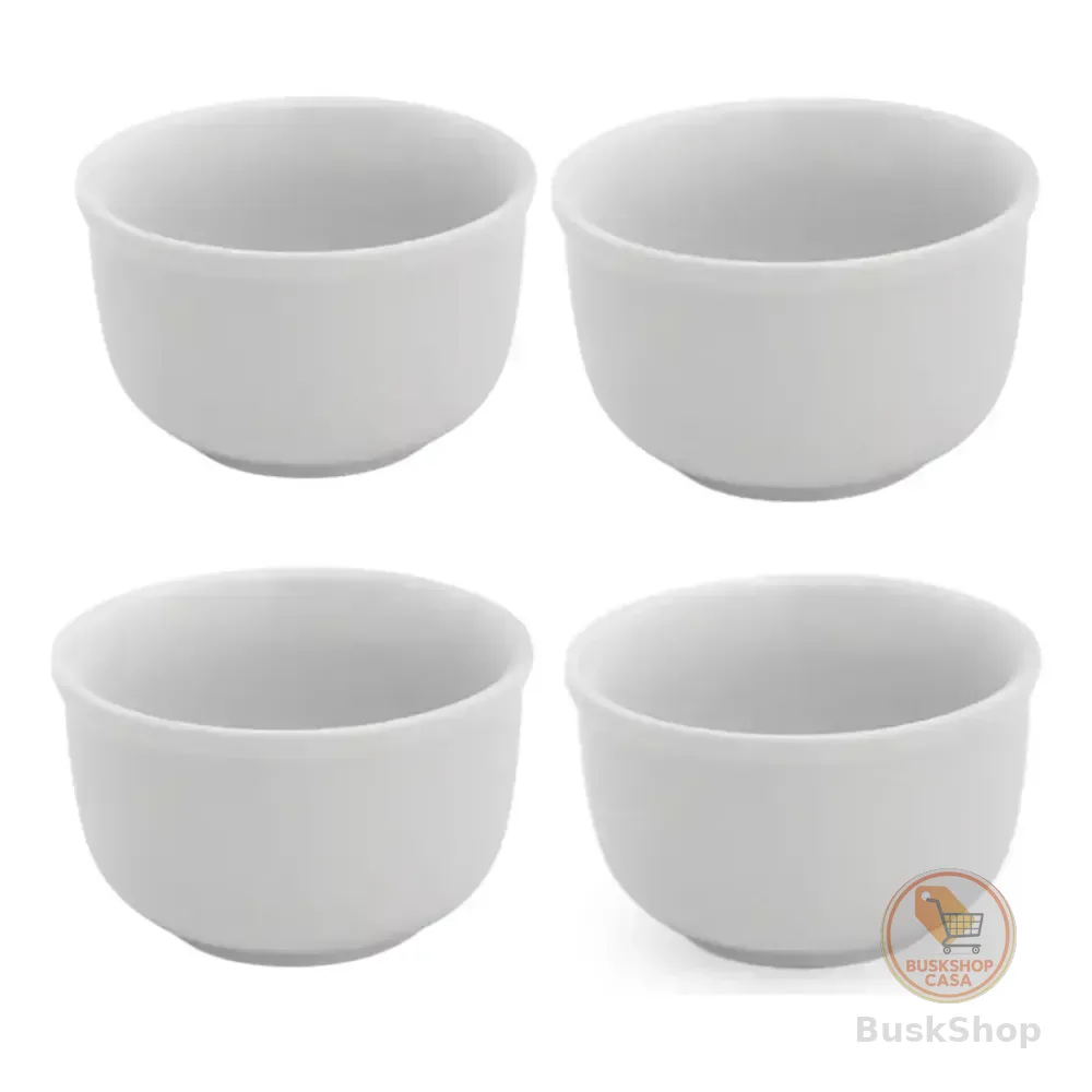 Kit 4 Cumbuca Bowl Porcelana Tigela Açaí Caldos Sopas 470ml Branco