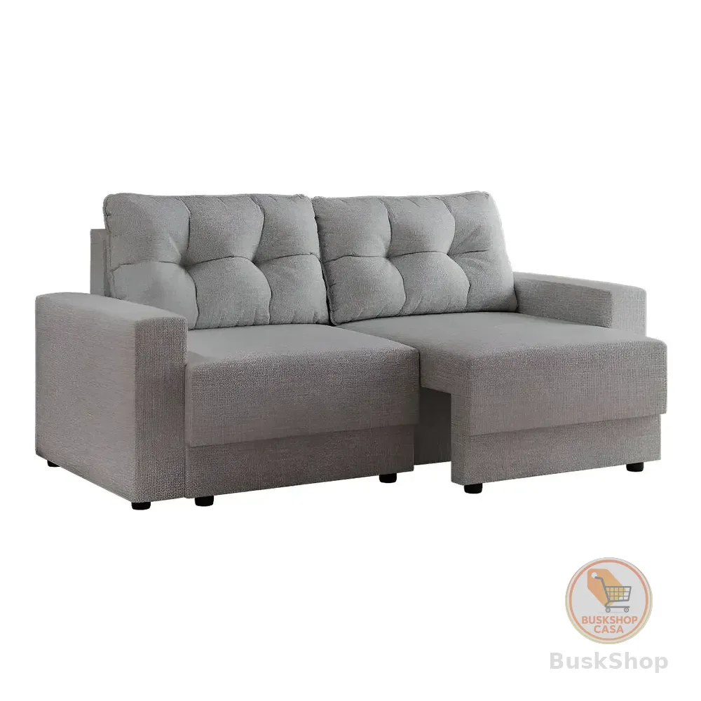 Sofá 3 Lugares Retrátil Lubeck Linho Cinza Liso