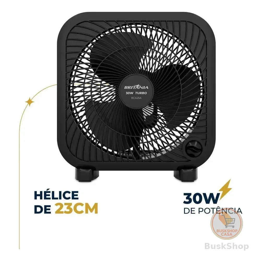 Ventilador De Mesa Britânia Bca25a Com 3 Velocidades E Diâmetro De 23 Cm 60hz Preto 127v Plástico