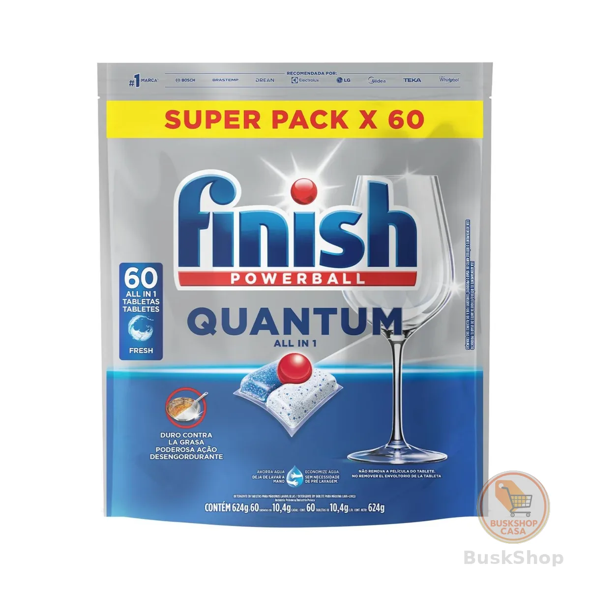 Finish Powerball Quantum, Detergente para Lava-Louças em Tabletes, 60 tabletes