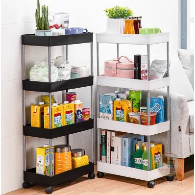 Armário Carrinho Organizador Multiuso Com 4 Camadas Com Rodinhas Cozinha Banheiro P M G ou Kit 3