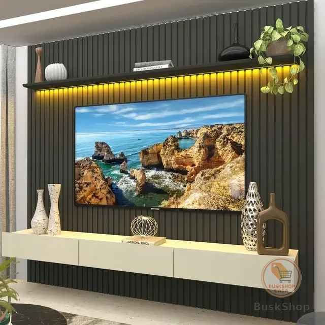 Rack Painel Ripado Para Tv Até 90 Polegadas Com Led 100%