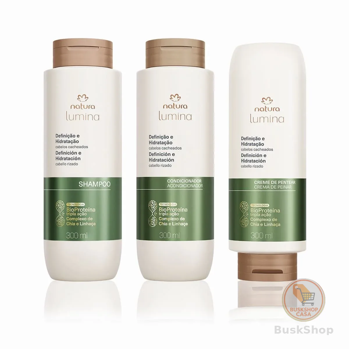 Kit Lumina Cacheados Shampoo, Condicionador e Creme para Pentear (3 produtos)