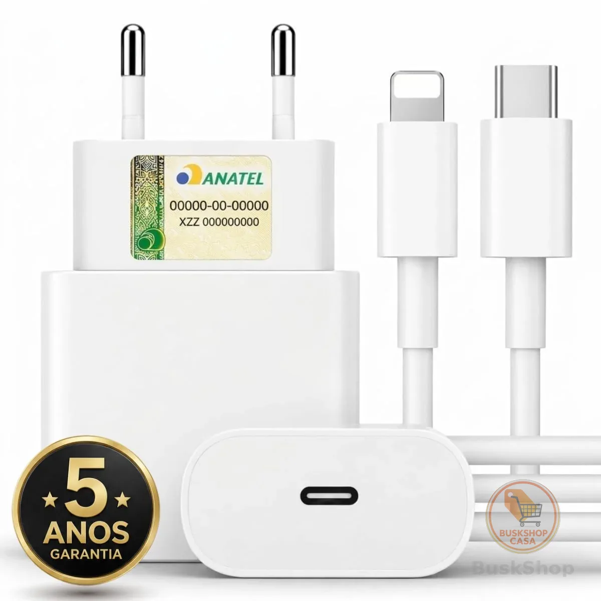 Kit Carregador Turbo 25W Compativel c/I.Phone 8 X Xr 11 12 13 14 Pro Max Linha Premium com Cabo USB-C, Saída iOS + Fonte Carregador Ultra Rápido, Tecnologia Power Delivery