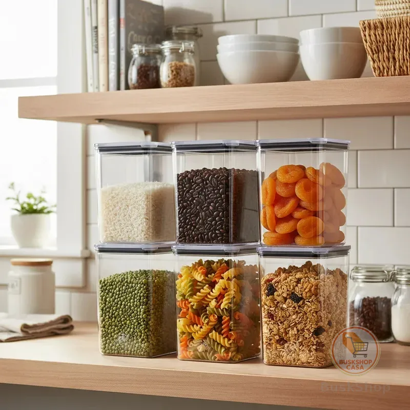 Jogo com 6 Potes Hermético 1,1 Litro Armazenar Alimento Organizar