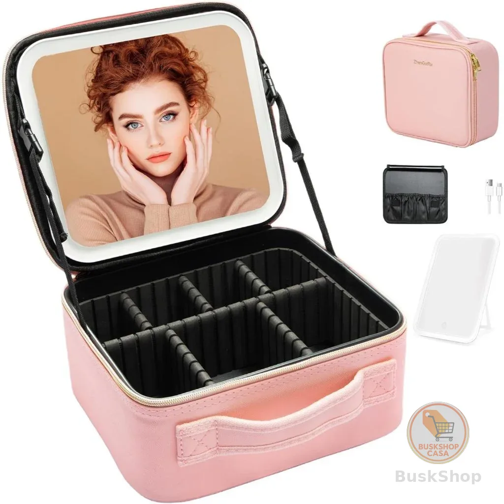 Kit Maleta Maquiagem completo Profissional Com Espelho e Luz Led e paleta de maquiagem TOP