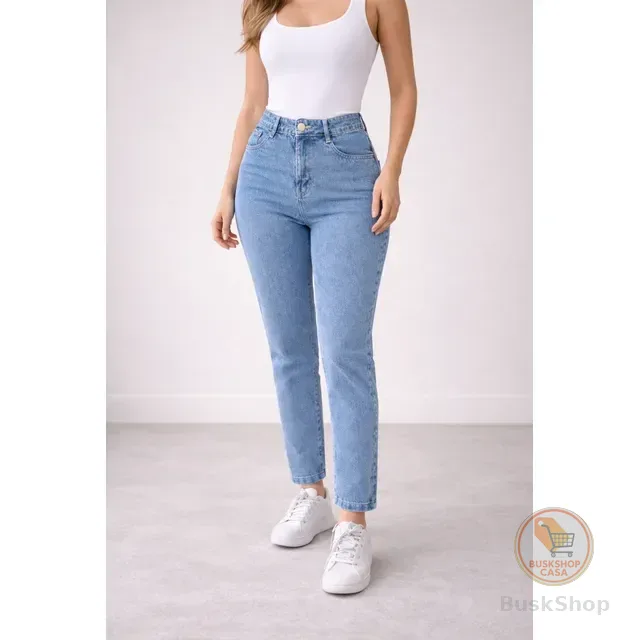 Calça Jeans Mom Stillger Feminina Cintura Alta Cor Clara