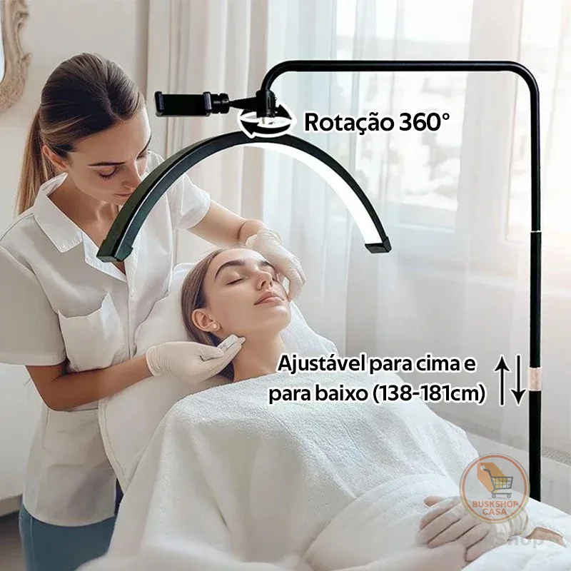 Luminária Arco para Estética 3 Cores - Iluminação Profissional para Limpeza de Pele, SPA e Salão-F16