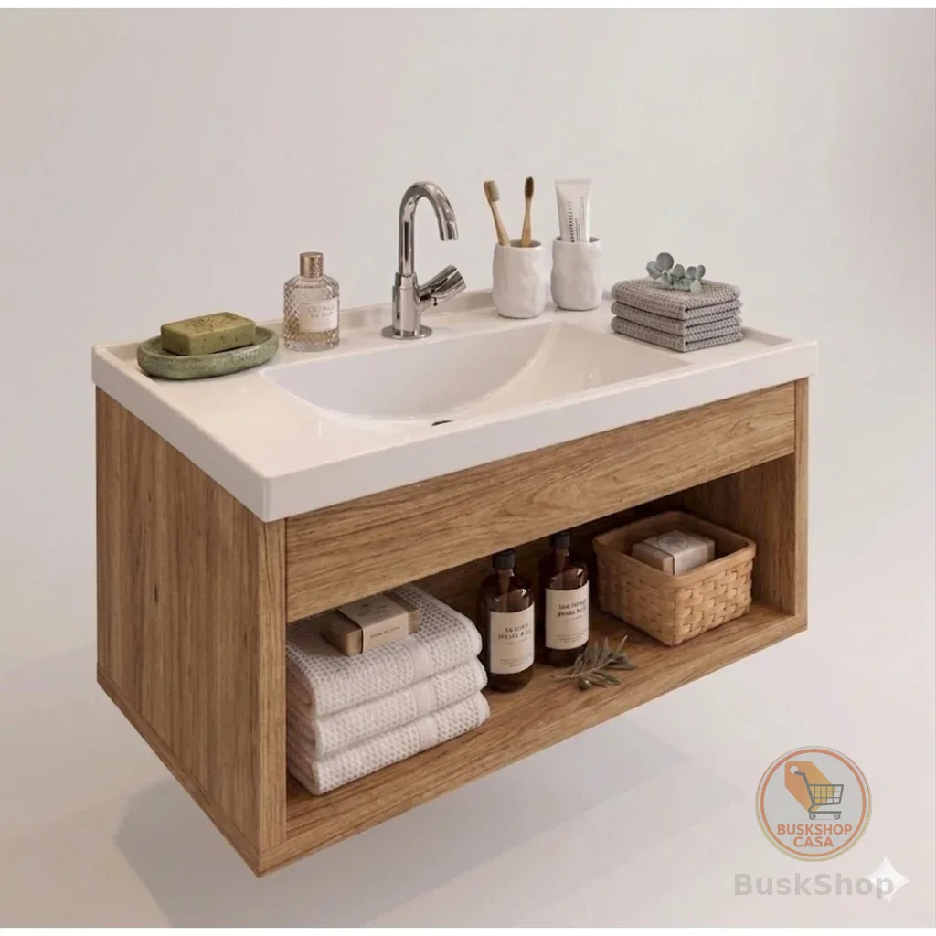 Gabinete de Banheiro Completo em Mdf Lavabo Premium e Cuba Inclusos