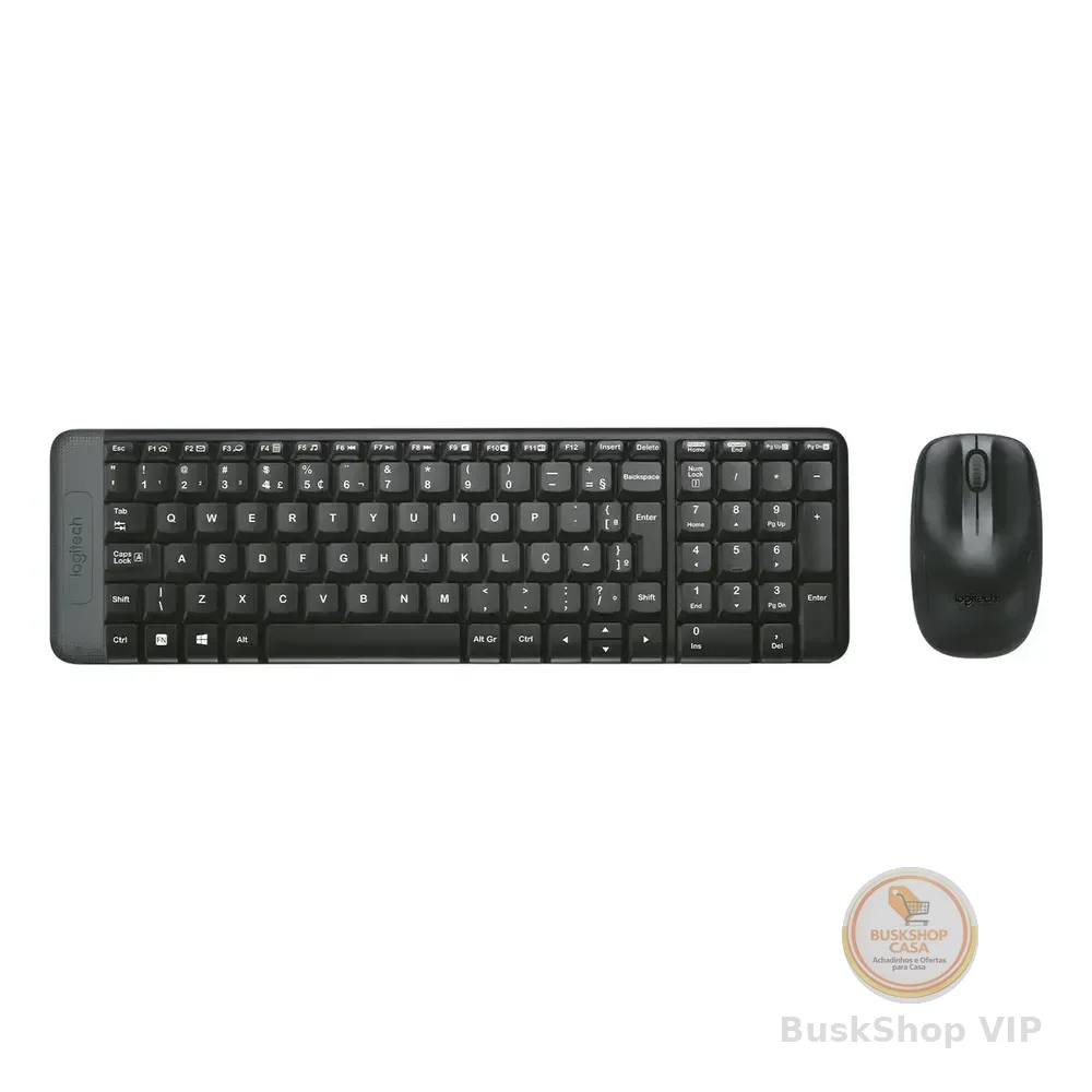 Combo Teclado E Mouse Sem Fio Logitech Mk220 Layout Abnt2 Cor Preto
