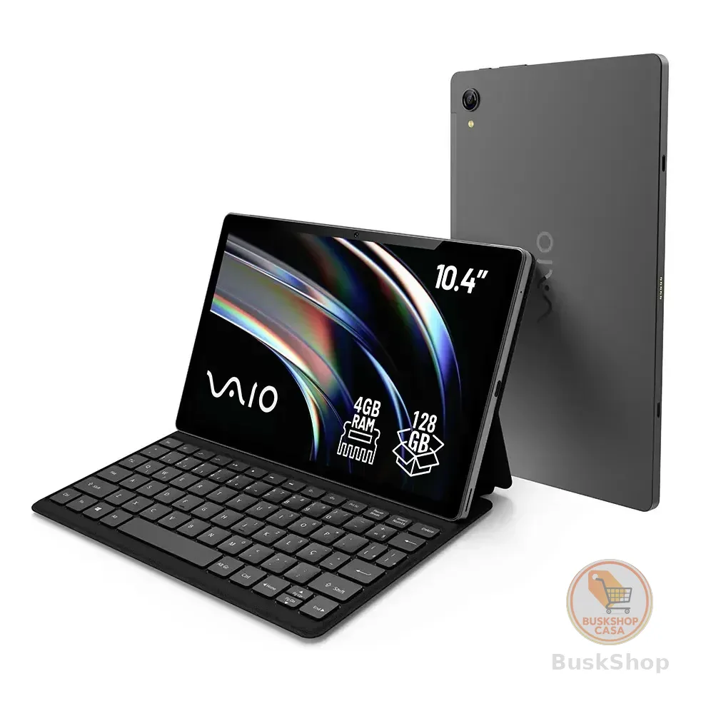 Tablet Vaio Tl10 4gb Ram 128gb Octa-core, Tela 10.4 2k, 4g Wifi Dual Band, Câmera 8mp + Selfie 5mp, 7000mah, Android 16, Com Teclado Magnético De Conexão Inteligente  Preto