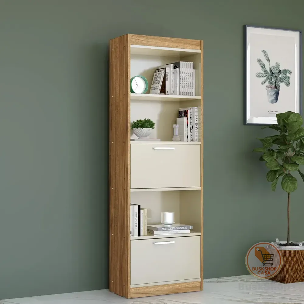 Organizador Multiuso Vertical 5 Prateleiras 2 Portas Livros