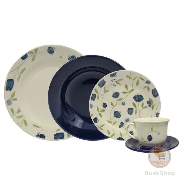 Aparelho de Jantar Oxford Biona Donna Floral  Azul em Cerâmica com 20 Peças