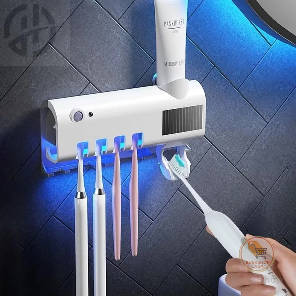 PORTA ESCOVA DENTES ESTERILIZADOR Aplicador Pasta de Dente Suporte Dispenser Escova Automático Com Esterilizador Uv